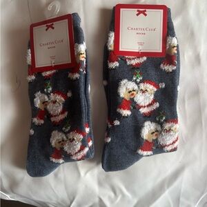 Charter Club Santa Design Socks - Dark Gray